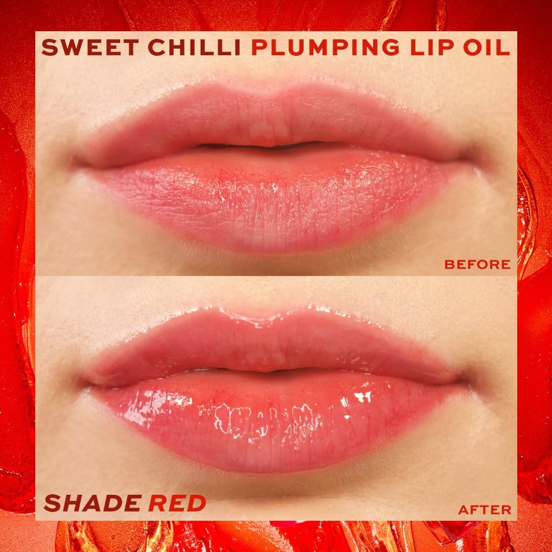 , Olio Labbra Volumizzante Sweet Chilli, Effetto Lucido, Contiene Vitamina E, Rosso, 4Ml