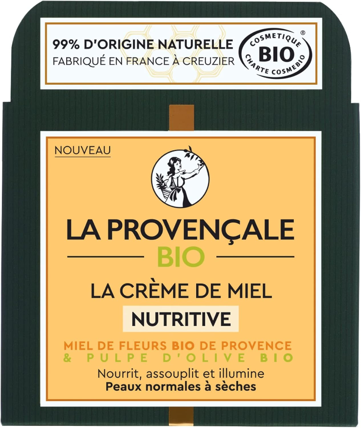 Bio – Crema Di Miele Nutriente – Miele Di Fiori Bio IGP Provence E Polpa D'Oliva Bio – per Tutti I Tipi Di Pelle Anche Più Sensibili, 50 Ml